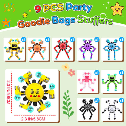 ASIOWELY 9 Pcs Fidget Spinner Toys for Kids & Adults,Party Favors for Boys Goodie Bags Bulk,Fingertip Gyros Sensory Toy Stress Relief Classroom Prizes for Teens Girl Age 3-8-13 Birthday Easter Gifts