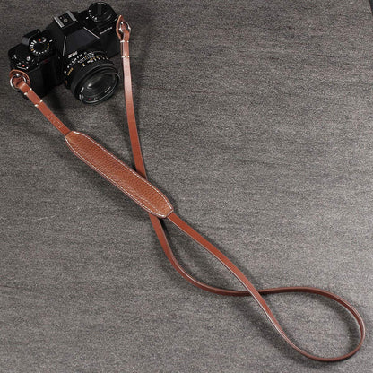 CANPIS CP005 Leather Camera Neck Shoulder Strap with Pad, Mirrorless Camera Strap Compatible with Sony Leica Nikon Fujifilm Olympus Panasonic (Color: Brown, Length 108cm)
