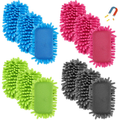 Jspupifip 12 Pcs Dry Erase Shag Eraser - Microfiber Magnetic Whiteboard Eraser for Markers Chalk - Washable Home Classroom Office Supply - Gray Blue Pink Green