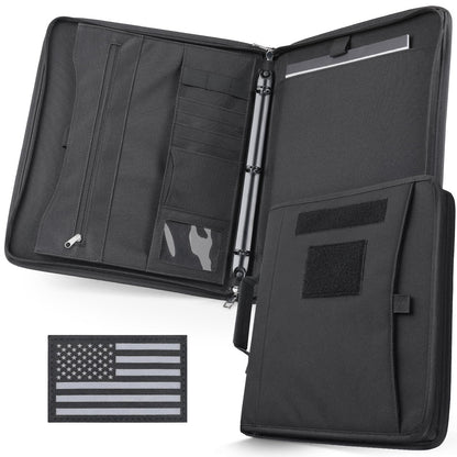 Livans Portfolio Padfolio Binder Detachable 3-Ring Planner, Zip Tactical Notebook Cover with A4 Letter Paper, Multi-Pocket Carry Bag for Gift, Out-Work, Travels, Office & School