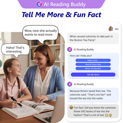 WorldPenScan AI Reader – Reading Pen with Built-in Dictionary & AI Reading Buddy for Kids | Grade-Level Reading Support | English, Spanish, Chinese | Text-to-Speech, Transcribe, Translation