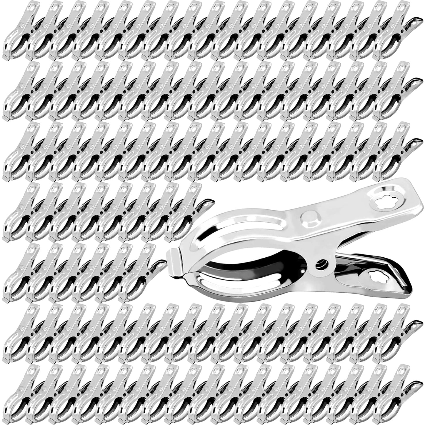BESTEEL Upgraded 100 PCS Garden Clips, Greenhouse Clamps 100% Stainless Steel Heavy Duty Greenhuose Clips for Netting - Strong Grip to Hold Down Shade Cloth or Plant Cover on Garden Greenhouse Hoops