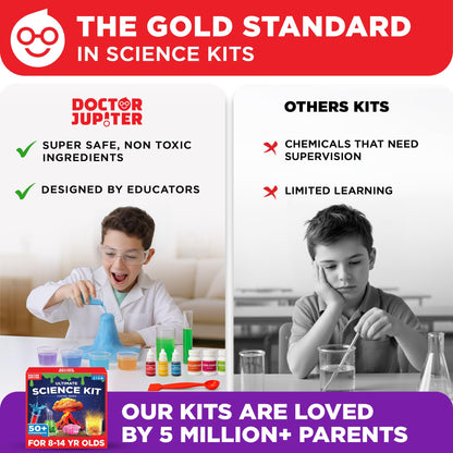 Doctor Jupiter Ultimate Science Kit, Chemistry Set for Kids Ages 8-10-12-14 | Birthday Gift Ideas for Boys & Girls 8,9,10+ Years Old | STEM Toy with 50+ Experiments | Learning & Educational Projects