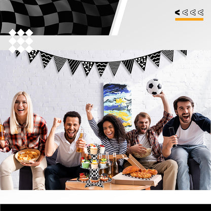 Zopeal 7 Pieces Racing Car Theme Cupcake Stand Set 3-Tier Cardboard Cupcake Display 1-Tier Cake Stand Round Dessert Display Rectangle Serving Tray Reusable Platters for Birthday Party