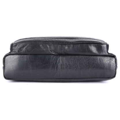 LEDERBUCK Olga Women's Extra-Large Genuine Leather Crossbody Purse – Soft Triple-Zip Shoulder Bag (Black)