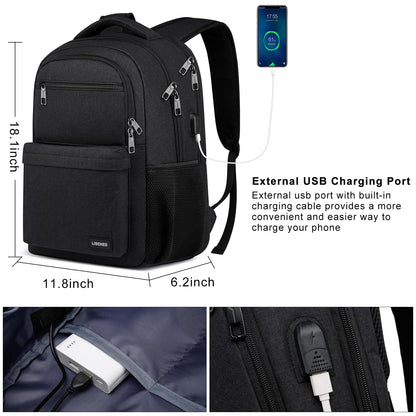 LIBENED School Backpack for Teen Boys Mens, 15.6 Inch Laptop Backpack, College High School Book Bag for Students, Black
