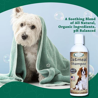 Oatmeal Dog Shampoo for Itchy Skin - Gentle, pH-Balanced Cleanser with Calming Vanilla & Lavender - Ideal for Dry, Flaky & Sensitive Coats - Mild Formula for Comfort (8 Ounce)