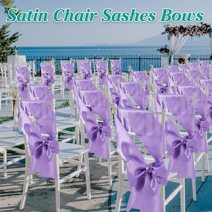 Pack of 80 Sage Green Satin Chair Sashes Bows Ties Upgraded 7 X 108 Inch Chairs Ribbons for Festive Gift Hotel Wedding Ceremony Halloween Christmas Thanksgiving Party Banquet Event Decoration