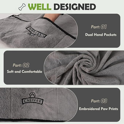 Microfiber Dog Grooming Bath Towel: Super Absorbent Soft Pet Grooming Towel Bath & Shower Supplies - Large Towels to Drying Dog Cat Pets Drying & Grommers (Gray, 1 Pcs)