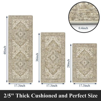 MJIAHOMDEC Cushioned Kitchen Rug Sets 3 Piece Anti Fatigue Mats for Floor Non Slip Waterproof Comfort Standing Mat Runner for Home Office, Sink, Laundry