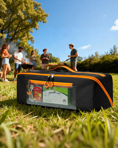 Marscamd 22” Grill Tool Storage Bag with Dual Inner Compartments, Wide-open Grill Utensil Storage Bag for Grill, Griddle and Barbecue Tools, Black (No Accessories)
