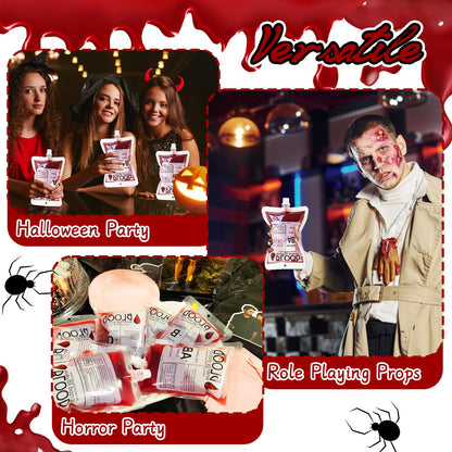 40 Pack Blood Bags for Drinks,8.5oz Halloween Decoration Drink Container,Reusable Food Grade Drink Pouches with Funnel,Nurse Party Decorations Halloween Party Favors