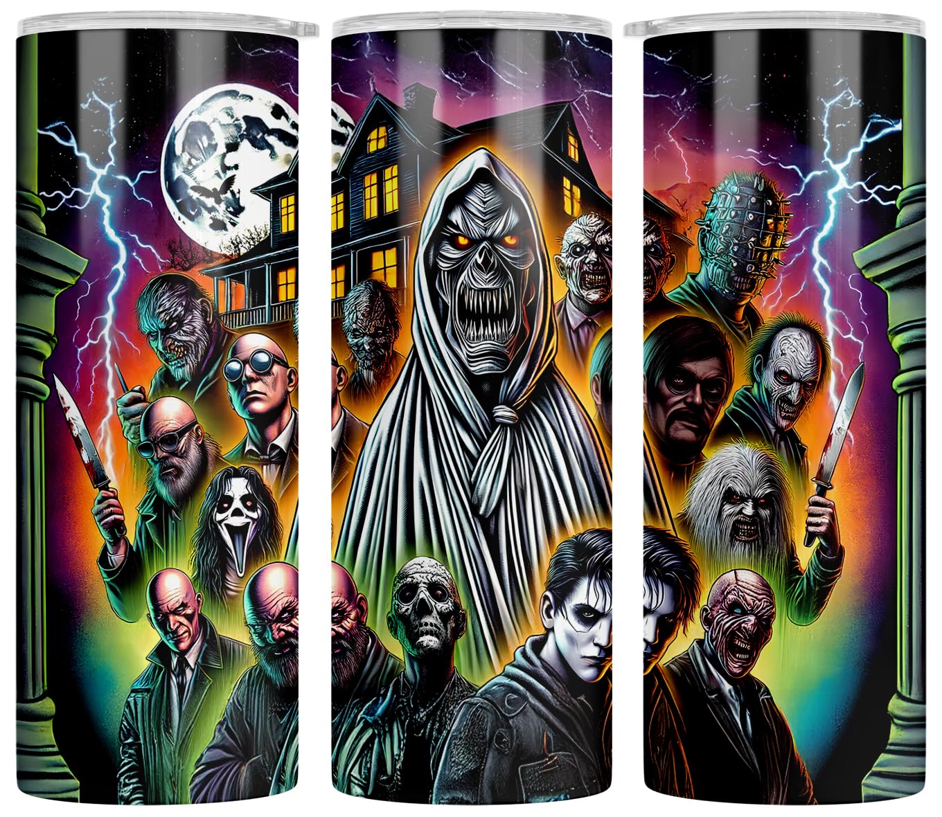 Casitika Horror Movie Merchandise. 20 Oz Halloween Tumbler With Lid And Straw. Scary Movie Cups For Horror Room Decor. (Ghost)