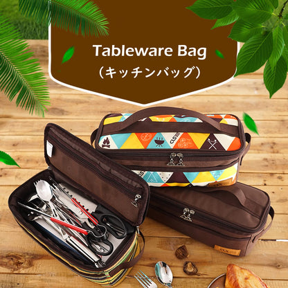 TRIWONDER Camping Travel Cookware Organizer Bag Cooking Utensils Storge Portable Pouch for Outdoor Barbecue Camping Cooking Spoon Chopsticks Organizing (Colour)