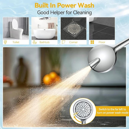 6 Spray Modes Filtered Handheld Showerhead Set, Huge 6-Inch High Pressure Shower Head with Handheld Spray, Chrome Water Softener Shower Head for Hard Water, Built-in Power Wash to Clean Tub