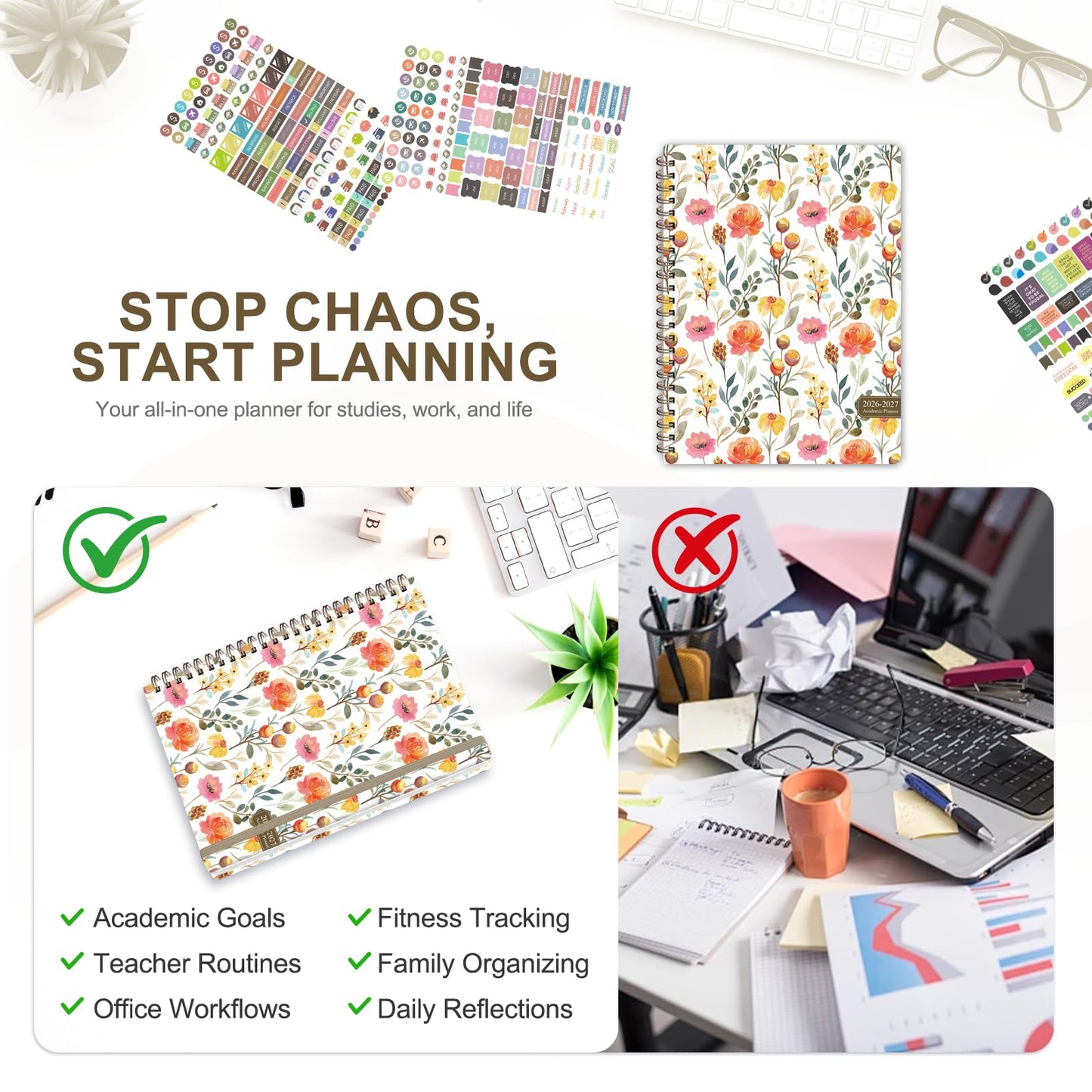 Planner 2026-2027, Weekly and Monthly Academic Planner, July 2026 - June 2027, Hardcover Calendar Agenda Book for School Year Planning, School Supplies for Teacher and Student, A5(6.3'' x 8.5'')