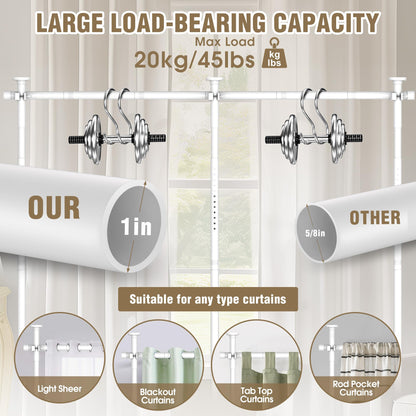 Room Divider Curtain Rod, No Drilling Tension Rod for Room Separation, Adjustable 4-10ft(H) 30-147"(W) Heavy Duty Floor to Ceiling Wall Divider Space Partition Privacy Separator, White