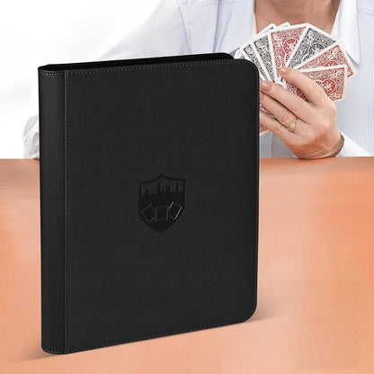 360 Cards Ringless 9-Pocket Side Loading Trading Card Binder, PU Zipper Fixed Page Card Album for TCG Sports Cards, Not Fit Top Loaders (Black)