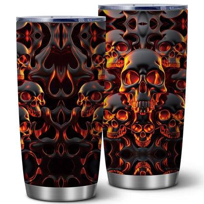 ATHAND Melted Skull Halloween Tumbler, 20oz Gothic Insulated Stainless Steel Travel Mug with Lid, Double Wall Coffee Cup, Funny Spooky Gift for Women, Men, Friends, Dad,Halloween,Birthday, 1 Pcs