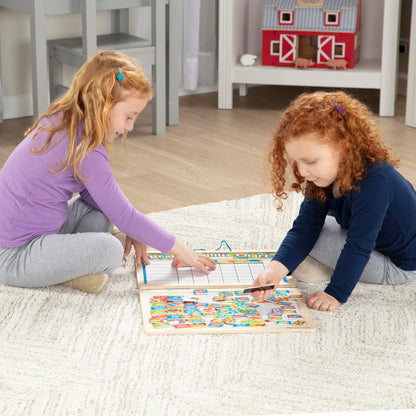 Melissa & Doug Magnetic Responsibility Chart and Kids Calendar - Wooden Chore Chart for Kids with 89 Magnets, Preschool Learning Activities for Ages 3+