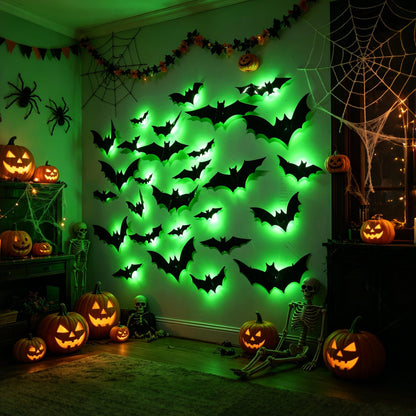 DR.DUDU 36 Pack Bats Halloween Decorations Bat Wall Stickers