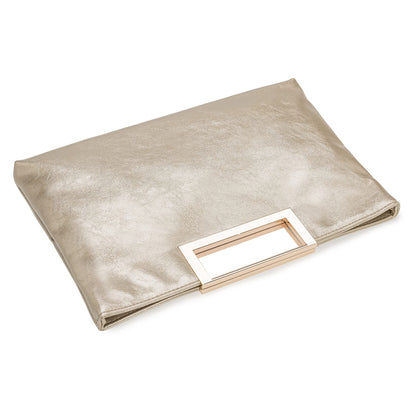 CHARMING TAILOR Fashion PU Leather Handbag Stylish Women Convertible Clutch Purse (Gold)