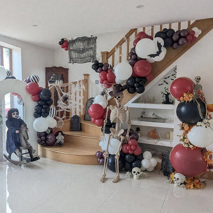 Froova Halloween Balloon Arch Kit Bloody Balloons Garland Black and Red Balloon with Horror Marble Latex Balloons for Scary Creepy Killer Night Ghost Spooky Vampire Birthday Baby Shower Party Decor
