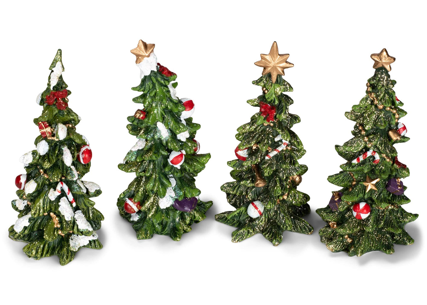 Transpac Imports Resin Holiday Tree Set of 4 Figurine, Green