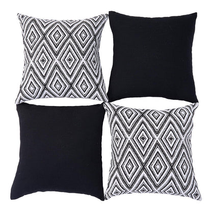 HPUK Decorative Throw Pillow Covers Set of 4 Square Couch Pillows Linen Cushion Cover for Couch Sofa Living Room, 18"x18" inches, Blue