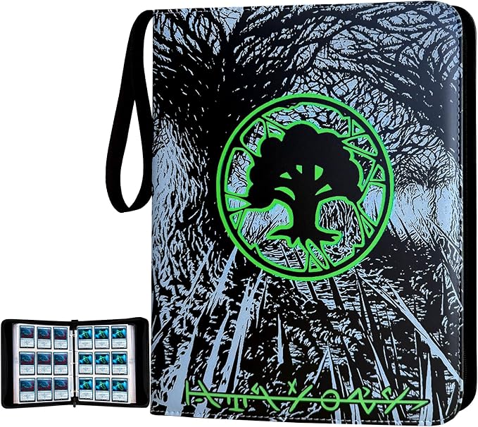 9 Pocket Card Binder, 720 Double Sided Pocket Trading Card Binder, Premium PU Card Collector Album,Card Folder for MTG/YGO/PTCG/Game Cards(Green)