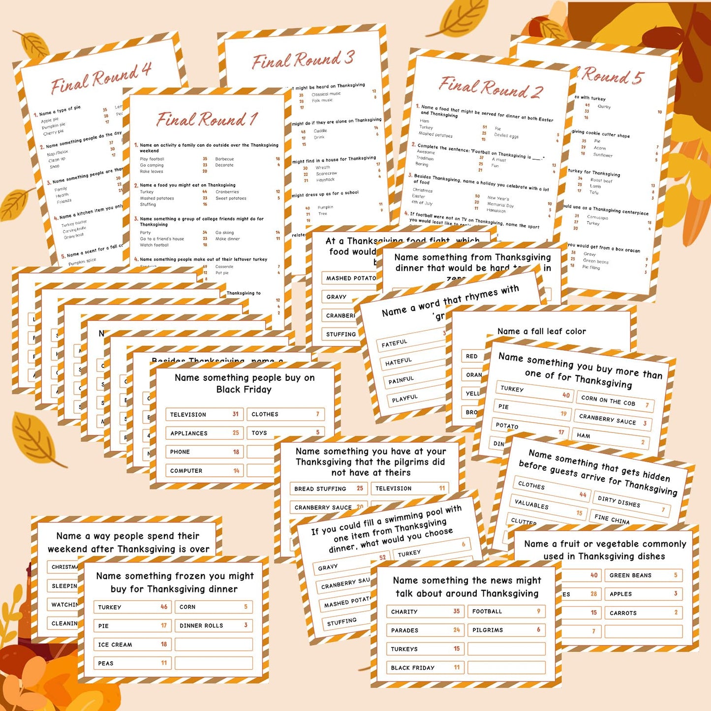 Humyoun Thanksgiving Day Friendly Feud Game with 2 Answer Buzzers, Fall Holiday Feud Cards, Family Game Night Fun Trivia Quiz for Friendsgiving Party Office Adults Class Groups Team Building