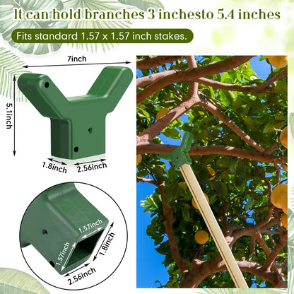 Yungyan 16 Pcs Tree Support, Plastic Fruit Branch Support Device Tree Brace Prevent Them from Breaking for Vineyards Ornamental Gardens Orchards Fits on Standard 1.57 x 1.57 Inch Lumber (Green)