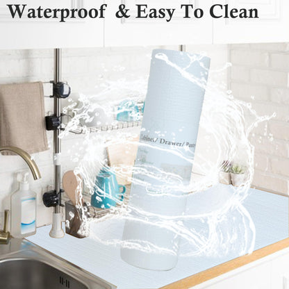 Shelf Liners 16 Inch Wide X 20 Ft Kitchen Cabinet Drawer Liners Non Slip Waterproof Pantry Shelves Refrigerator Liner Non Adhesive Strong Grip Bathroom Drawer Mat Cupboard Dresser Closet Liner