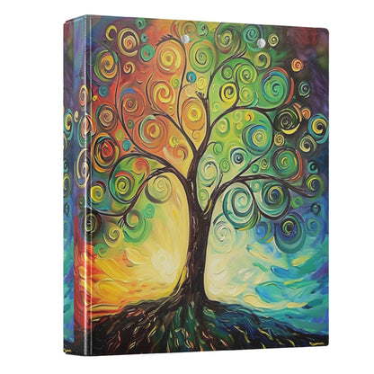Tree of Life Round Ring Binders 1.5 Inch Rainbow Colorful 3 Ring Clipboard Binder for Office School Work Supplies File Folder 200 Sheet Capacity