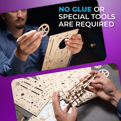 UGEARS Wooden Marble Run Stepped Hoist - Mechanical 3D Wooden Puzzles for Adults Kit, Fun DIY Model Kit Crafts for Adults - Unique Gift 3D Puzzle for Adult Marble Game for Hobby Enthusiasts - 355 Pcs