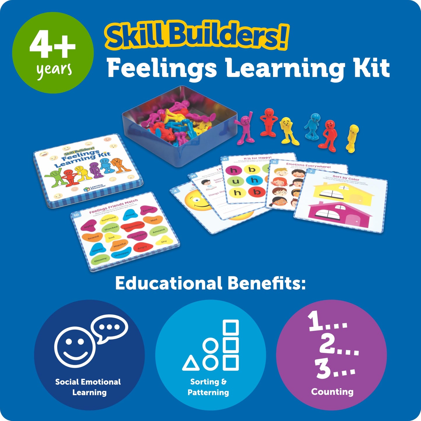 Learning Resources Skill Builders Feelings Learning Kit, SEL Activities, Social Skills Activities for Kids, Talking Flash Cards for Toddlers, Toddler Toy, Homeschool Supplies