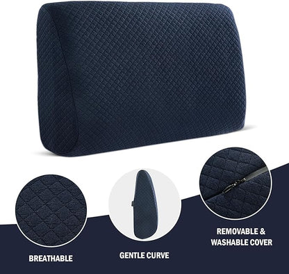 HOMBYS Lumbar Support Pillow for Recliner Chair, Memory Foam Back Support Cushion for Elderly,Extra Large Lumbar Support Pillow,Thick Backrest for Home Reading (Navy Blue, 20“x13.5"x5")