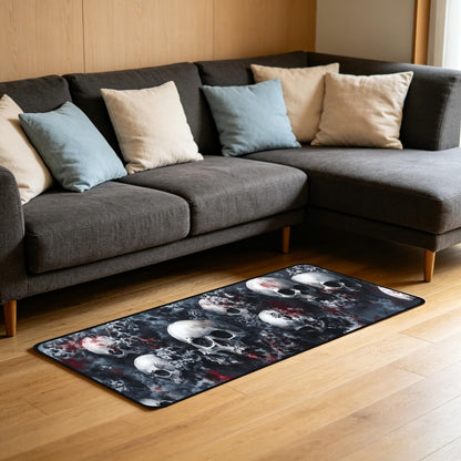 Decorative Laundry Room Floor Mat Skull Non-Slip Washable Farmhouse Kitchen Rug 48"x20" Halloween Rugs
