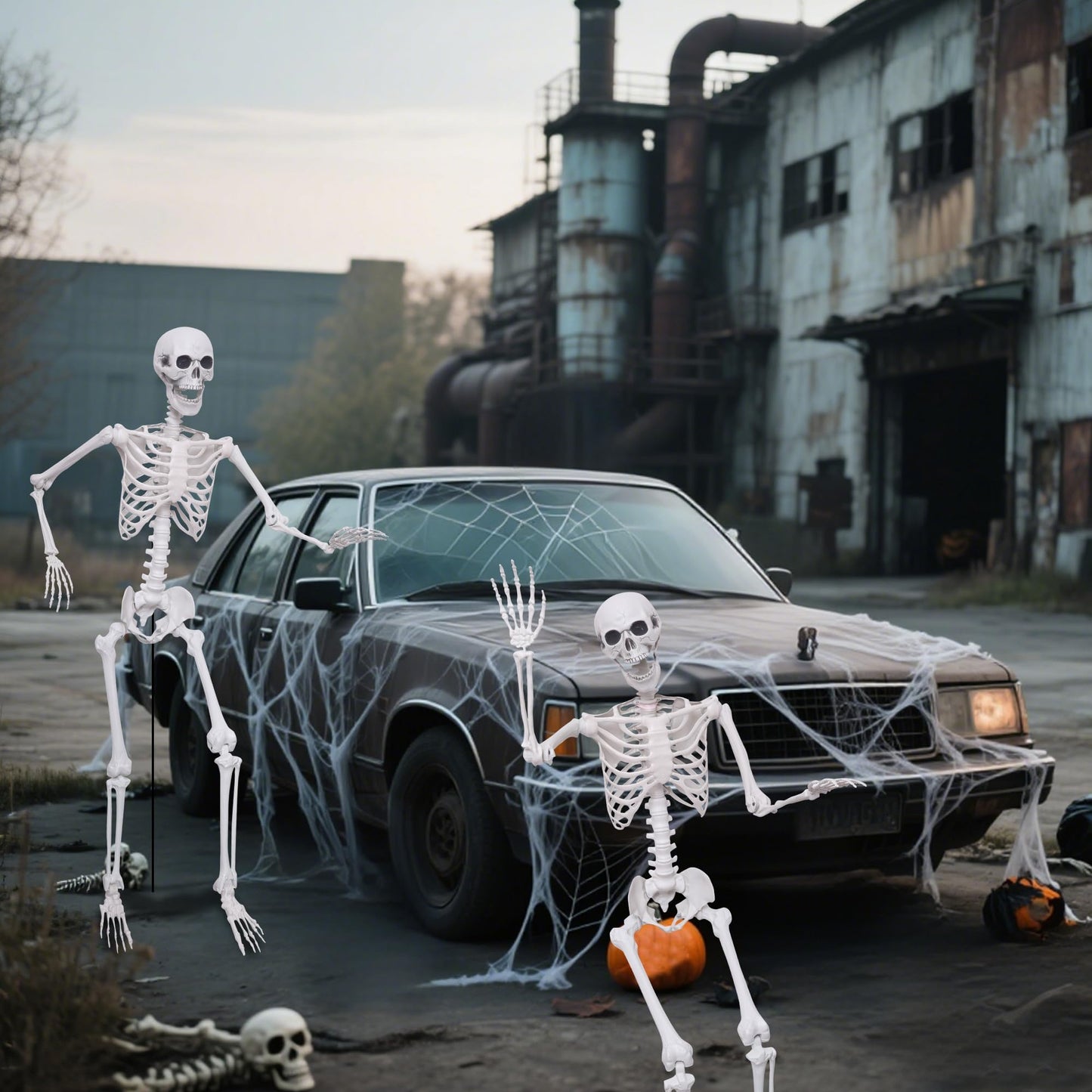 Lodou 2 Pack 5.4ft/165cm Life Size Skeleton Halloween Skeletons,Full Body Human Bones with Movable Joints for Indoor Outdoor Halloween Decor