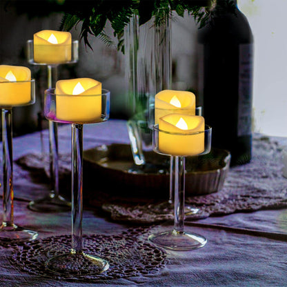 Yakpo 24 Pack 1.5" x 1.2" Battery Operated LED Tea Light Candles, Small Outdoor Flameless Flickering Votive Candles, Electric Flicker Fake Tealights Bulk for Wedding Halloween Christmas Decorations