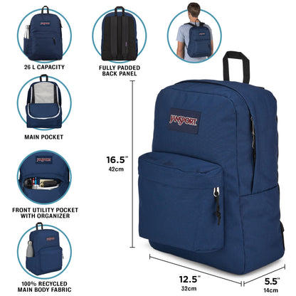 JanSport SuperBreak Plus Backpack with Padded 15-inch Laptop Sleeve and Integrated Bottle Pocket - Spacious and Durable Daypack for Work and Travel - Blossom Bae Blue