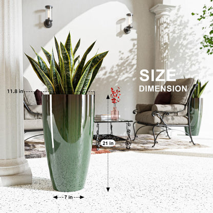 QCQHDU 21 inch Tall Planters for Outdoor & Indoor Plants, 2 Pack Sturdy Plant-Flower-Tree Pots for Front Porch Patio Deck Living Room Decor
