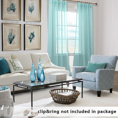 KOUFALL Aqua Curtains 63 Inch Length 2 Panels for Bedroom Matching Wall Bedding Semi Sheer Opaque Window Curtains for Bedroom,Seafaom/Retro Mint Green