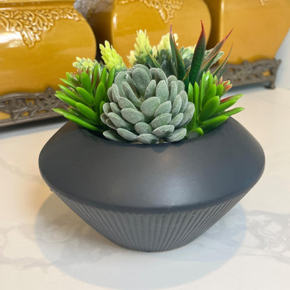 Admired by Nature 7.5" Ceramic Flower Planter Decorative Pot - for Home Decor, Succulents, Indoor Gardens, Organization, Display - Black
