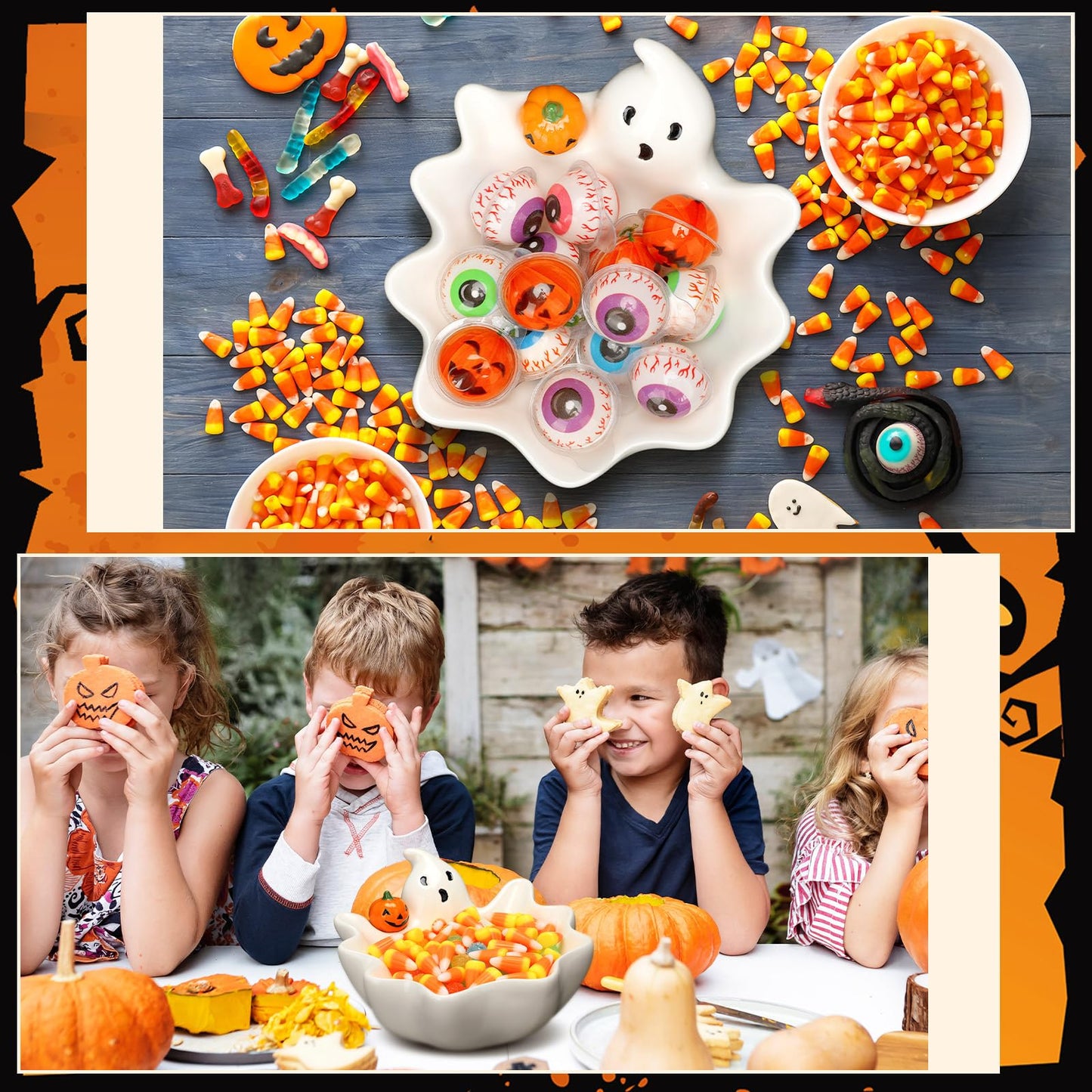 Vesici 7 Inch Halloween Candy Dish Holder Ceramic Ghost Candy Bowl Ghost Serving Tray Cute Candle Holder Cookie Jar for Halloween Party Trick or Treat Decor