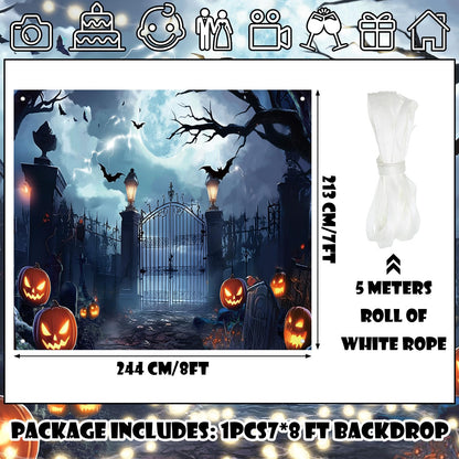Preboun Halloween Garage Door Banner Large Hanging Backdrop Door Cover Halloween Garage Wall Decorations for Outdoor Holiday (7 x 8 ft)