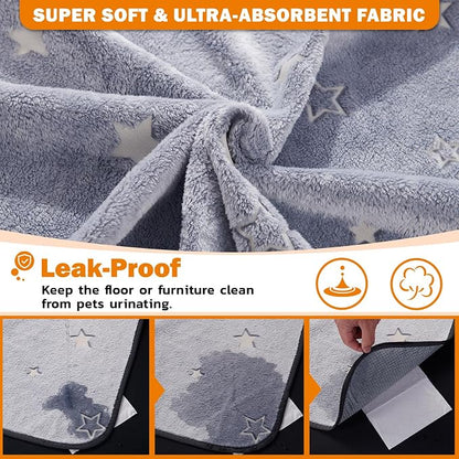 LOOBANI Washable Pee Pads for Dogs, Fast Absorption Reusable Puppy Pads, Waterproof Whelping Pad, Non Slip Training Pet Playpen Mat for Floor, Dog Crate, Grey 2 Pack 36 x 48 in