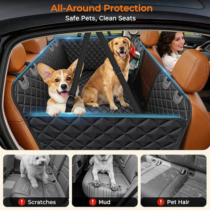 URPOWER Hard Bottom Dog Car Seat Cover for Pets 100% Waterproof Seat Cover Hammock 600D Heavy Duty Scratch Proof Nonslip Durable Soft Back Seat Covers for Cars Trucks and SUVs