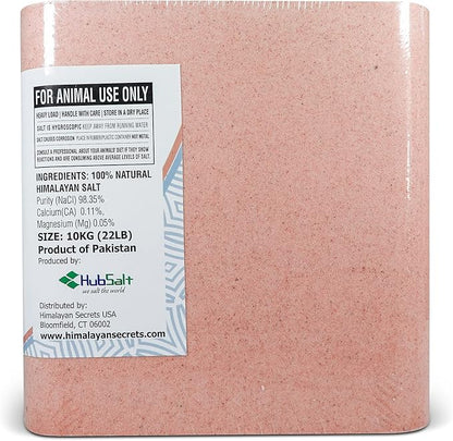Salt Block for Deer & Horses – Compressed Mineral Salt Lick for Livestock, Cattle & Goats – Himalayan Secrets Pink Rock Salt Block (22LB/10KG, Block w/ Mounting Hole)