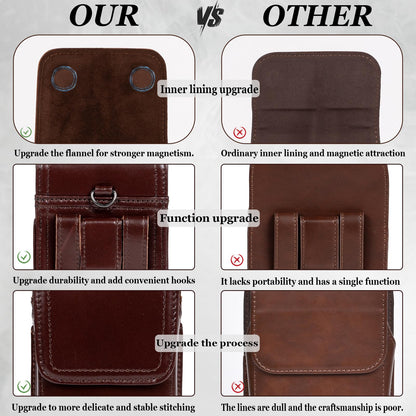 Ariscobull - Leather Phone Holster - Genuine Full-Grain Buffalo Leather Cell Phone Holsters - for iPhone 16, 15, 14, 13pro, Galaxy S24, S23, S22-7.3" X 3.8" (Coffe, Large)